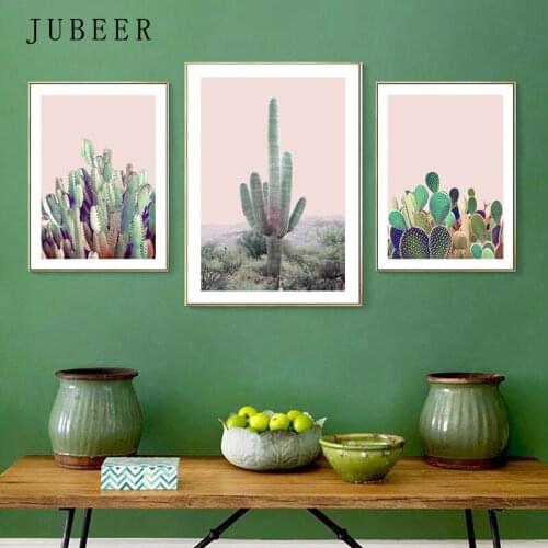 JUBEER Scandinavian Style Cactus Print Poster Paintings On The Wall Art Plant the Picture for Living Room Posters Home Decor