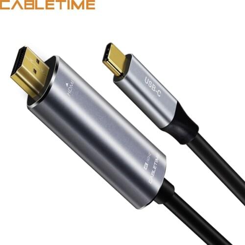 Cabletime USB C to HDMI Cable Type C HDMI Adapter M/M 4K 60Hz Converter 1.8m for MacBook Samsung Galaxy S8+ N102