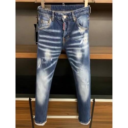 Men DSQ2 Jeans Pencil Pants Motorcycle Party Casual Trousers Street Clothing 2021 Denim Man Clothin 9707