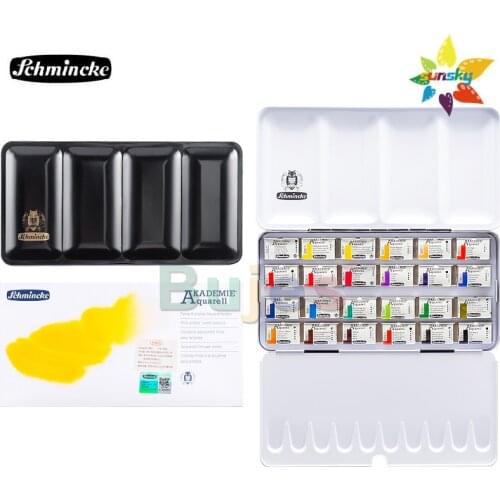 12 24 color Original Schmincke Master solid watercolor half/full block Student portable watercolorset professional art supplies