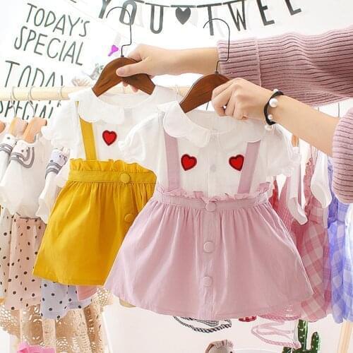 2021 New Summer Cotton Baby Girls Cartoon Short Sleeves Dress Childrens Clothing Kids Princess Dresses Casual Clothes 0-2 Years