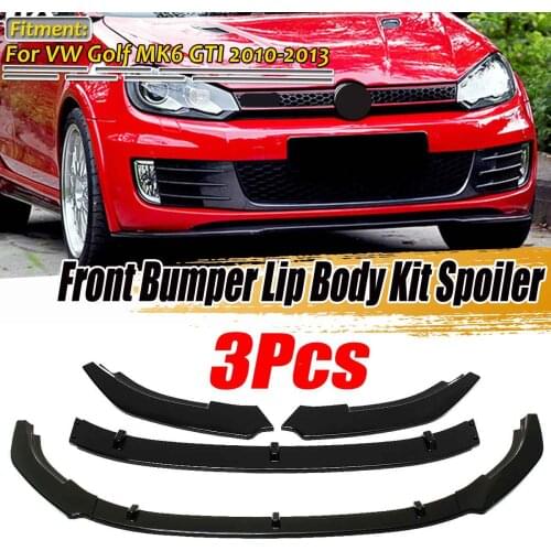 New Black 3pcs Car Front Bumper Splitter Lip Diffuser Chin Body Kit Spoiler Guard For VW For Golf MK6 GTI 2010 2012 2013