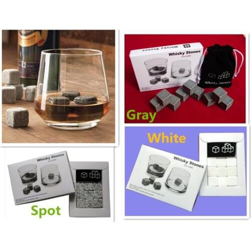 Wholesale 100sets Whisky Stones With Velvet Bag And Gift Box Whiskey Ice Rock Stone 9Pcst Free Shipping Via DHL/EMS