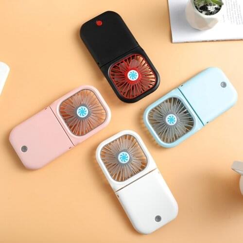 EAS-Portable Hanging Neck Fan USB Rechargeable Mini Folding Fan Outdoor Handheld Air Conditioner Travel Cooler