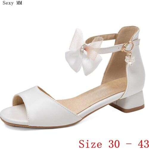 Gladiator Sandals Peep Toe Women Low Heels Summer Pumps D'Orsay Shoes Woman Low Heel Sandals Small Plus Size 30 31 32 - 41 42 43