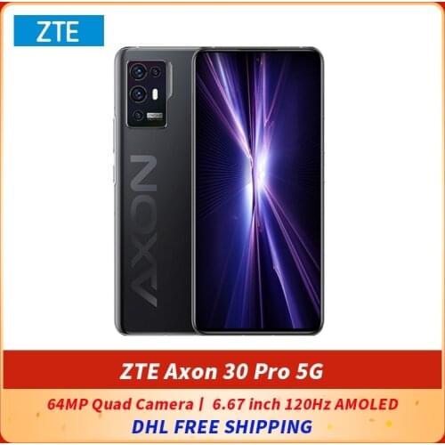 DHL Free Original ZTE Axon 30 Pro 5G SmartPhone 6.67 inch 120Hz AMOLED 6GB 128GB Snapdragon 888 Octa Core 64MP Quad Camera