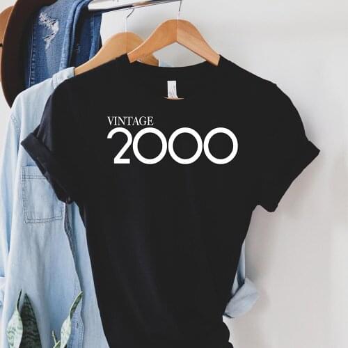 Vintage 2000 Birthday Women T Shirt 21st Birtyday Party Gift Graphic Tees Streetwear Tops Girls Queen Shirts Kawaii Ringer Tee