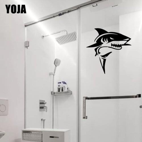 YOJA 18x17.9CM Fierce Shark Home Room Decoration Wall Sticker Bathroom Glass Decal G2-0559