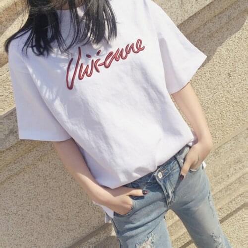 T-Shirt Female Short-Sleeved White Loose Letters Korean Version 2020 Summer New Casual Round Neck Womens Clothing Top