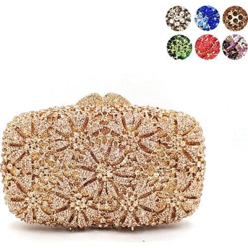 Nigeria Ladies Bridal wedding party purses women evening party diamond luxury flower clutches elegant crystal purses