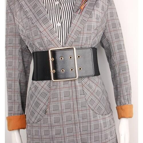 Women cowhide Belt stretch super Wide Waistbands real cow leather Fashion rivet gold Waistband dress cinturones para las mujer