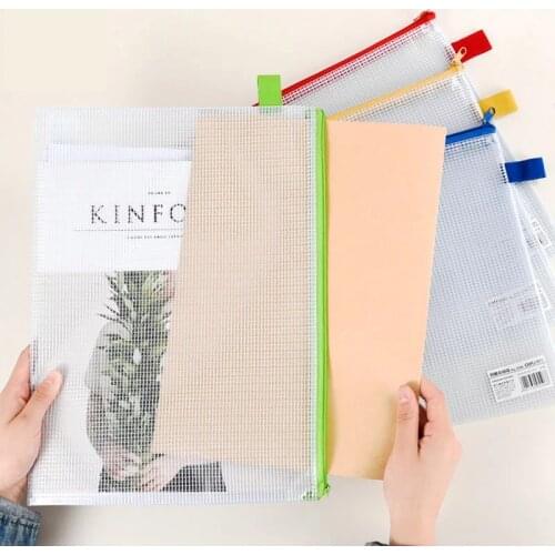 1PCS/lotA4/A5/A6/ Document File Storage Bag School Office Transparent Loose sheet Notebook zipper Self-sealing File Holder