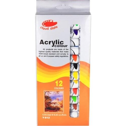 12 x 12ml Heavy Body Colors Rich Pigments Acrylic Paint Set for Painting Canvas Crafts