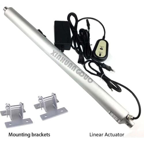 24V DC 25mm-1000mm Stroke Max Push 1500N Load Customized Electric Linear Actuator + Hand Controller + Mounting Brackets