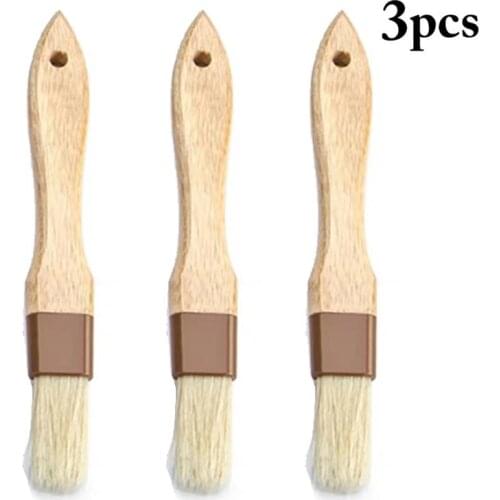 3Pcs Wooden Oil Brush Kitchen Brush Barbecue Oil Brush Handle Brushes Baking Brush Kitchen Cooking Brush Cocina Accesorio