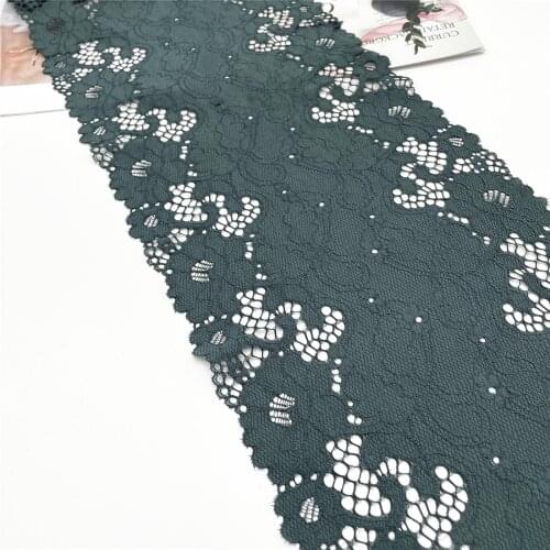 3y/lot Width 9 inch 23cm Stretch Lace Trim Dark Green For Clothing Accessories Dress Sewing Applique Costume Fabrics Lingerie
