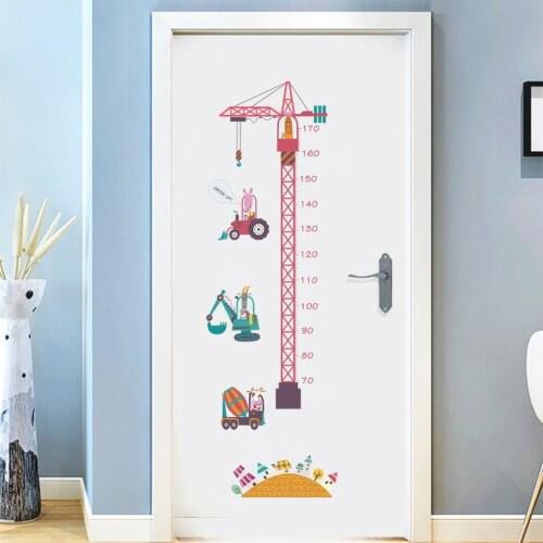 3d Cartoon Tower Crane Grow up Sticker Wall Stickers Kindergarten Kids Room Decor Children Height Ruler Stadiometer