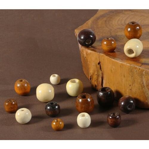 50pcs/lot Multi-Size Big Hole Natural Wooden Beads Round Loose Spacer Beads For DIY Handmade Crafts Jewelry Making Accessories