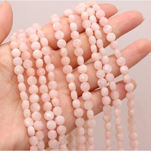 Fine AAA 100% Natural Semi-precious Stone Oblate Faceted Beaded Powder AventurineFor DIY Necklace Bracelet Making Jewelry 36cm