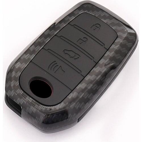 Carbon car Key Case Accessory For Toyota 4 Button Smart Remote Silicone Holder Highlander Mark X Fortune Crown Keyless Shell