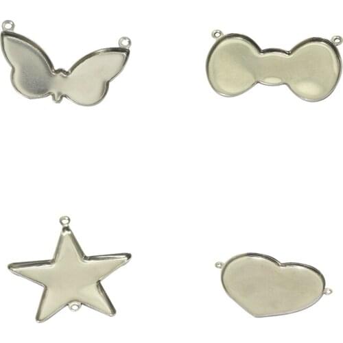 Beadsnice 38707smt2 Stainless Steel Tray Cabochon Pendant for Bracelet Making Star Heart Connector Tray Setting