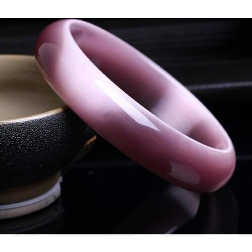 Genuine Dark pink Natural Cat Eye Stone Bangles Women Lucky Gift Help Marriage Bracelet Jewelry JoursNeige