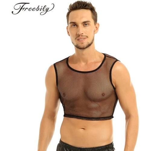 Brand Men Tank Top Sexy Sleeveless Top Tees Shirts Vest Man Mesh Elasticity Tank Top Singlets Men Fitness Casual Vest