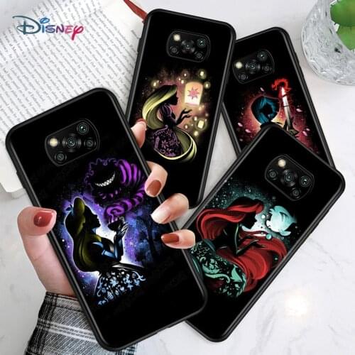 Disney Animation Cartoon Princess Black Cover For Xiaomi Poco C3 M3 M2 X3 NFC X2 F3 F2 F1 Mi A3 A2 Lite Pro Black Phone Case