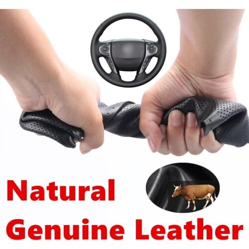 Genuine Calfskin Leather Car Steering Wheel Cover for Honda Accord 9 2013 2014 2015 2016 2017 Crosstour 2013 2014 2015