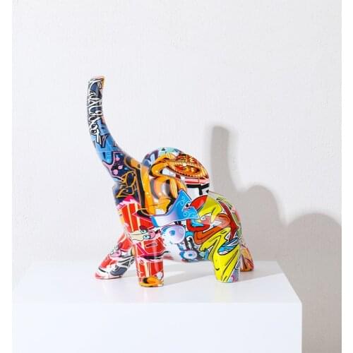 Color Animal Abstract Elephant Decoration Study Bedroom Living Room Decoration Resin Crafts Modern Art Simple Creativity