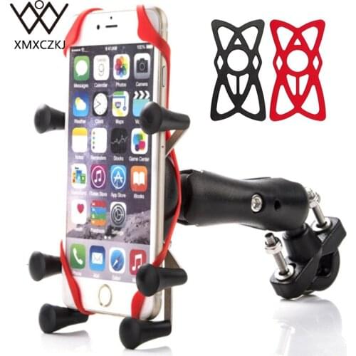 XMXCZKJ Motorcycle Handlebar Bike Mobile Cell Phone Mount Holder Support Bicycle Silicone Phone Stand For Smartphone GPS