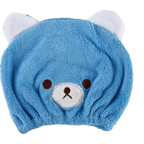 Kids Microfiber Hair Turban Quickly Dry Hair Hat Wrapped Towel Bathing Cap Bear Dry Hair Cap Baby Hat Bamboo Fiber Plush Cartoon