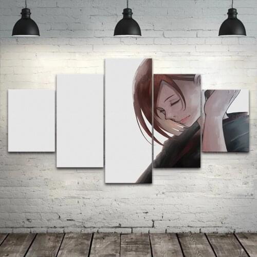 Home Decor Wall Art Kugisaki Nobara Canvas Painting 5 Panel Japanese Animation Jujutsu Kaisen Poster Modular Pictures Framework
