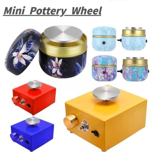 Electric Pottery Wheel Potters Wheel Forming Machine Mini Pottery Turntable With Tray & Sculpting Kit DIY Ceramic Clay Tools