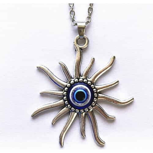 Evil Eyeball Maya Sun Charm Greece Turkey Necklace Jewelry Gift Men and Women