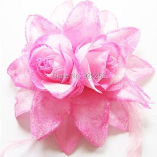 15CM artificial large silk roses Feather with clip,band,brooch,floral head wreath,wrist corsages and boutonnieres,garland hair