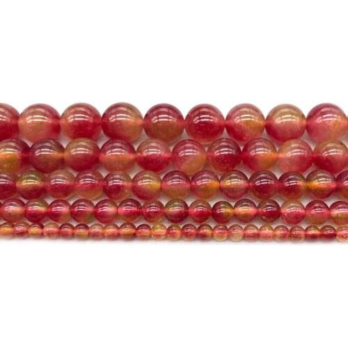 Natural Red Tourmaline Beads Stone Watermelon Color Chalcedony Loose Beads for Jewelry Making Diy Bracelet 4 6 8 10 12mm