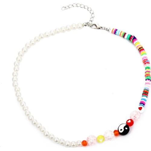 Summer&Winter clay Necklace Women Girl 2021 New Fashion imitation pearl necklace,charm neclace,glass beads necklace