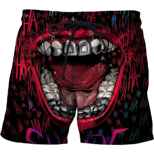 Summer Mens Wild Printed Beach Pants Breathable Fitness Pants Fun Street Clothing 3D Board Shorts Black Swimming Pants