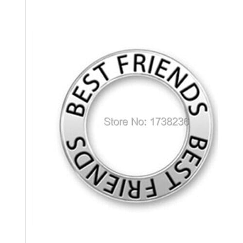 2015 Top selling alloy two sides best friends message print best friends friendships charm