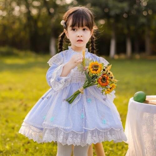 Miayii Baby Clothing Spanish Lolita Princess Ball Gown Lace Bow Stitching Birthday Party Easter Princess Dress For Girls Y3766