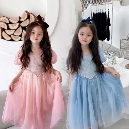 Fancy Cosplay Princess Costume Sequines Anna Elsa Chidlren Dress up Halloween Party Kids Dresses for Girls Clothing Size 3-10Y