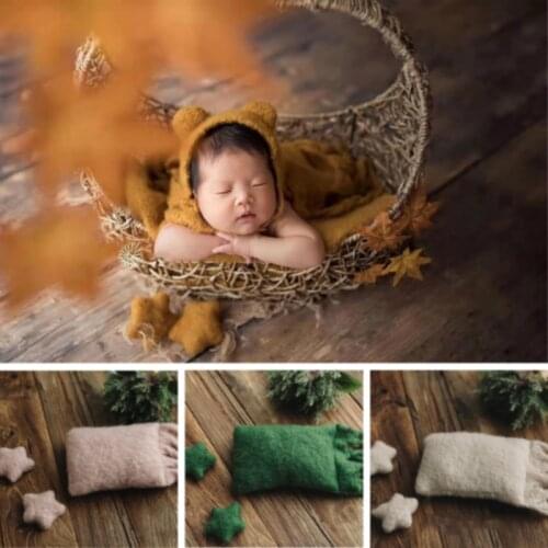 Newborn Photography Props Mini Stars Baby Pillow With Tassels Full-moon Baby Hats Photo Blanket Infant Photo Shoot Accessories