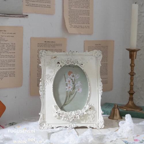 French retro resin embossed rose phase frame wall decoration home bedroom photo frame decoration wedding birthday gift