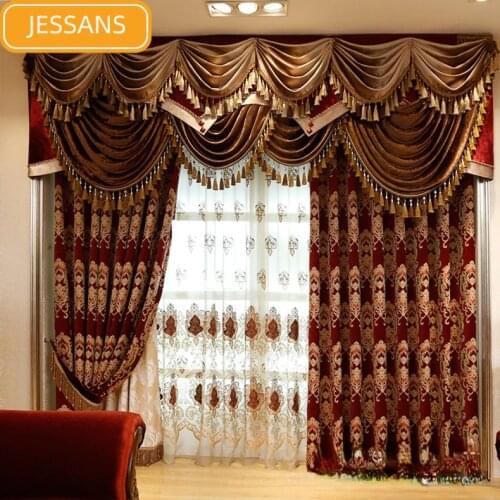 Luxury European-style Chenille Curtain Fabric for Bedroom Wedding Room and Living Room High Shading Rate Curtain Custom