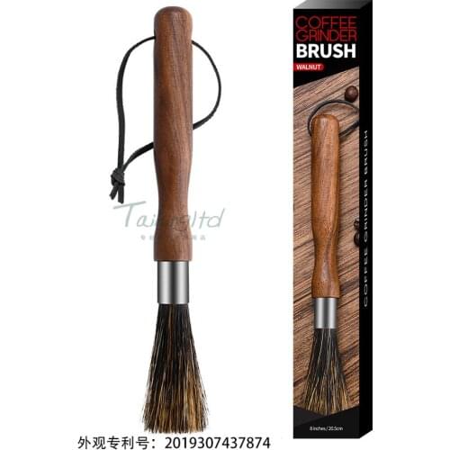 Long-handled Black Walnut Wild Boar Bristles Coffee Machine Cleaning Brushes Grinder Powder Bar
