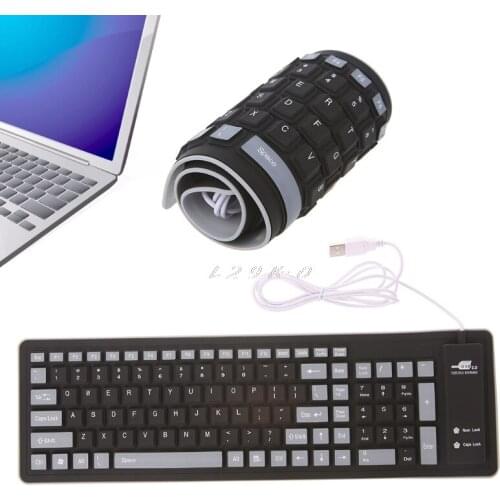 Foldable Keyboard to Tablet Waterproof USB Wired 103 Keys Silicone Soft Keyboard