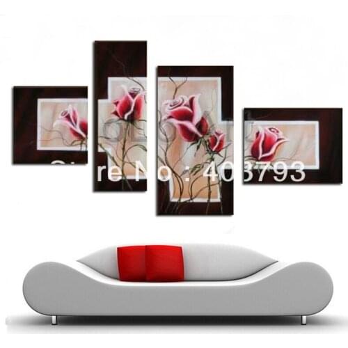 MODERN ABSTRACT HUGE LARGE CANVAS ART OIL PAINTING HIGH GRADE PINK FLOWER UNFRAMED HOME DECORATION