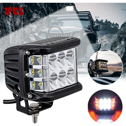 90W 4INCH 12 LED Work Light Side Shooter Pods Combo LED Work Light Strobe Lamp Fog ATV SUV Trucks Driving Fog Lights