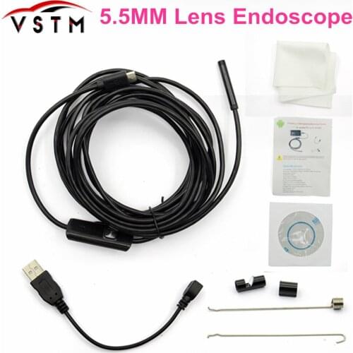 1M/1.5M/2M/3M 5.5mm Lens Android OTG USB Endoscope Camera Smart Android Phone USB Borescope Inspection Snake Tube Camera 6LED